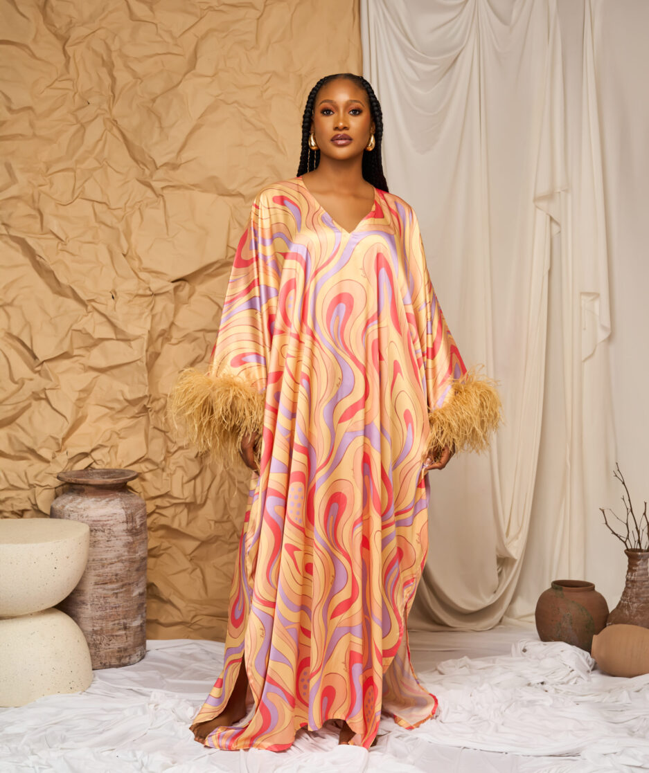 SILK KAFTAN IN DAWN PRINT