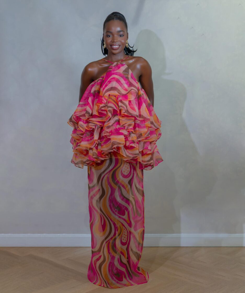 DAWN RUFFLE DRESS FUCHSIA