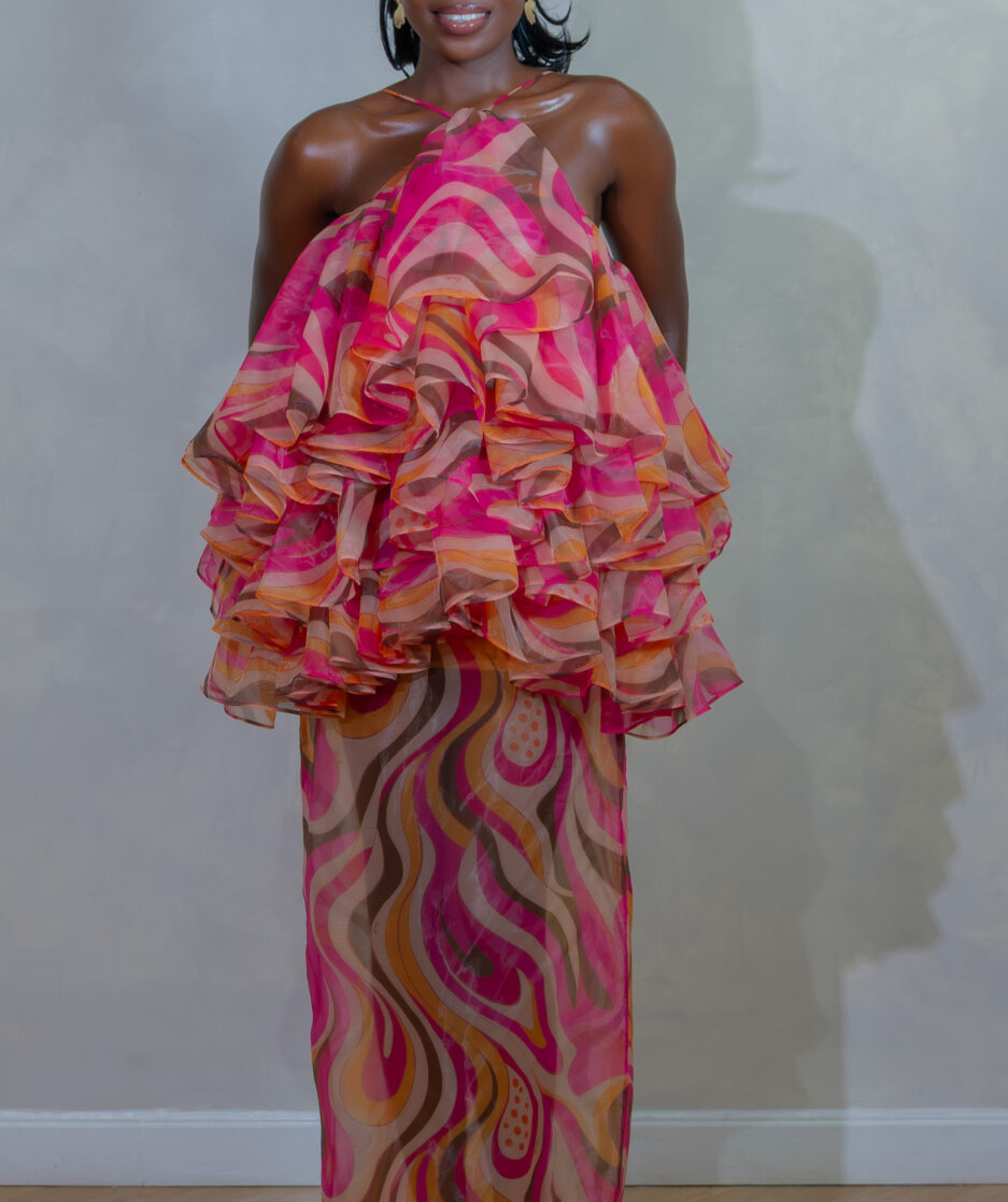 DAWN RUFFLE DRESS FUCHSIA